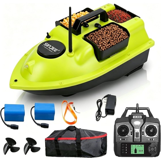 RC Fishing Bait Boat with GPS, 546 Yds Remote Control Bait Dropping RC Boat for Fishing, 4.4lbs Triple Hopper RC Boat for Carp Fishing, Dual Battery Auto Return Professional Fishing Gear