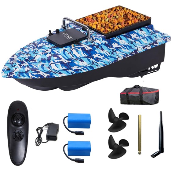Bait Boat, RC Fishing Bait Boat, Precision Deployment Craft with 328-Yard Range, 4.4lb Capacity, Dual 5200mAh Batteries, Low Battery Alarm & Dual Motor Stability, LED Lights, Hook Release & Carry Bag