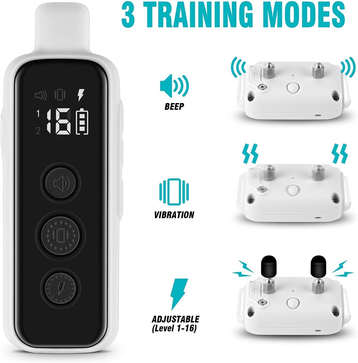 Bousnic Dog Shock Collar for 2 Dogs - (8-120lbs) Waterproof Rechargeable Electri