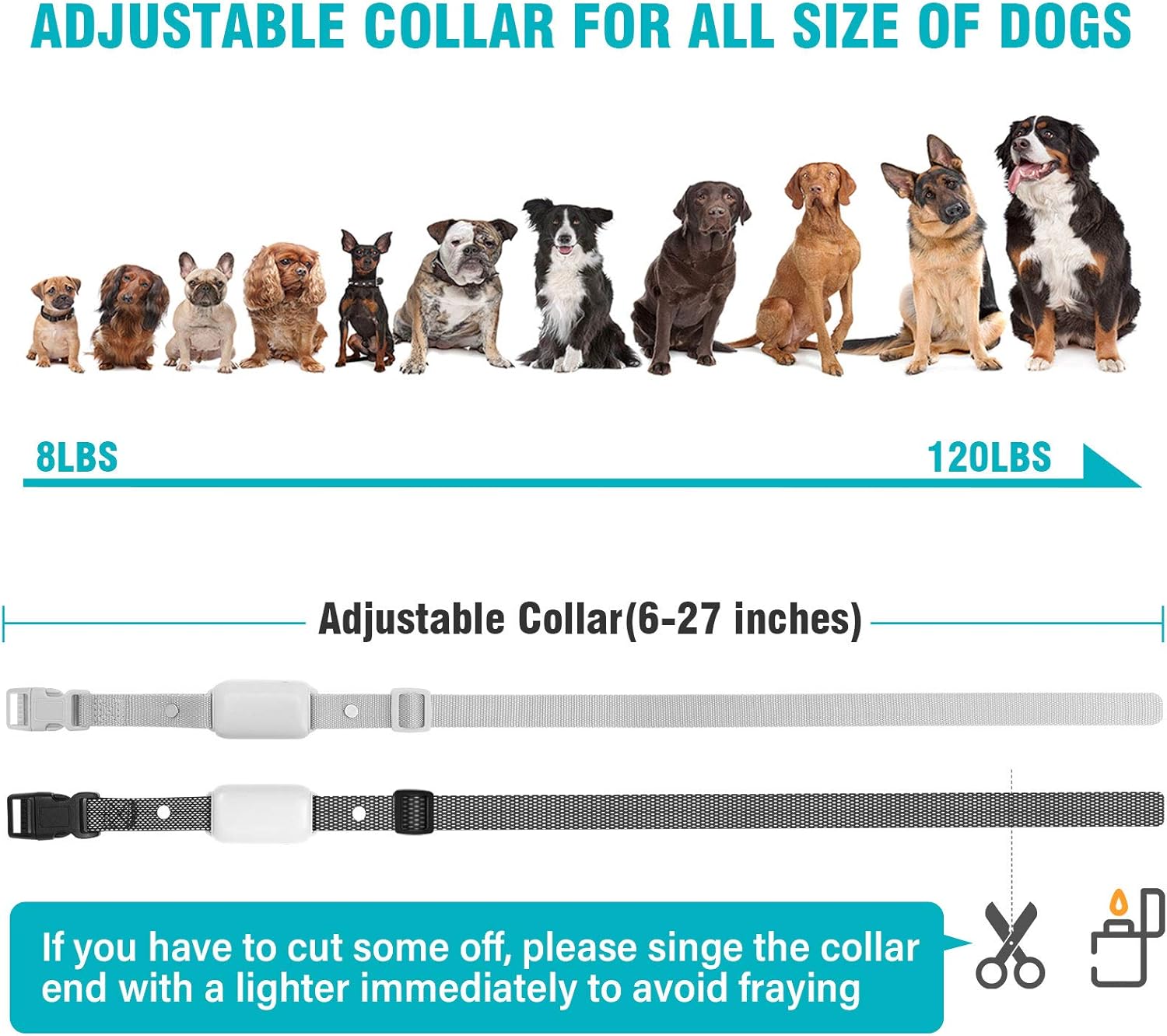 Bousnic Dog Shock Collar for 2 Dogs - (8-120lbs) Waterproof Rechargeable Electri