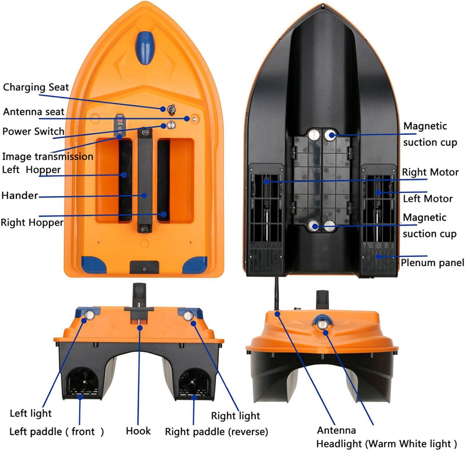 Fishing Bait Boat Carp Hook Post Boat Remote Control Fishing Bait Boat, Double M