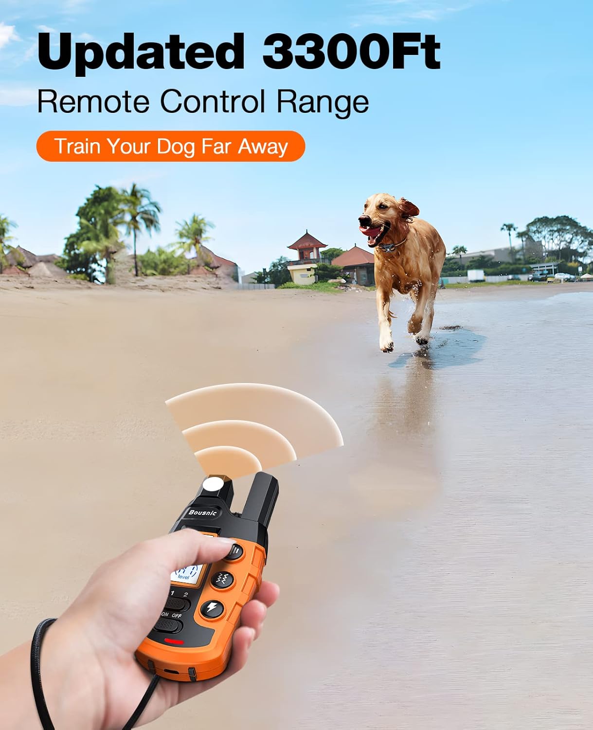 Bousnic Dog Shock Collar - 3300Ft Dog Training Collar with Remote for 5-120lbs S