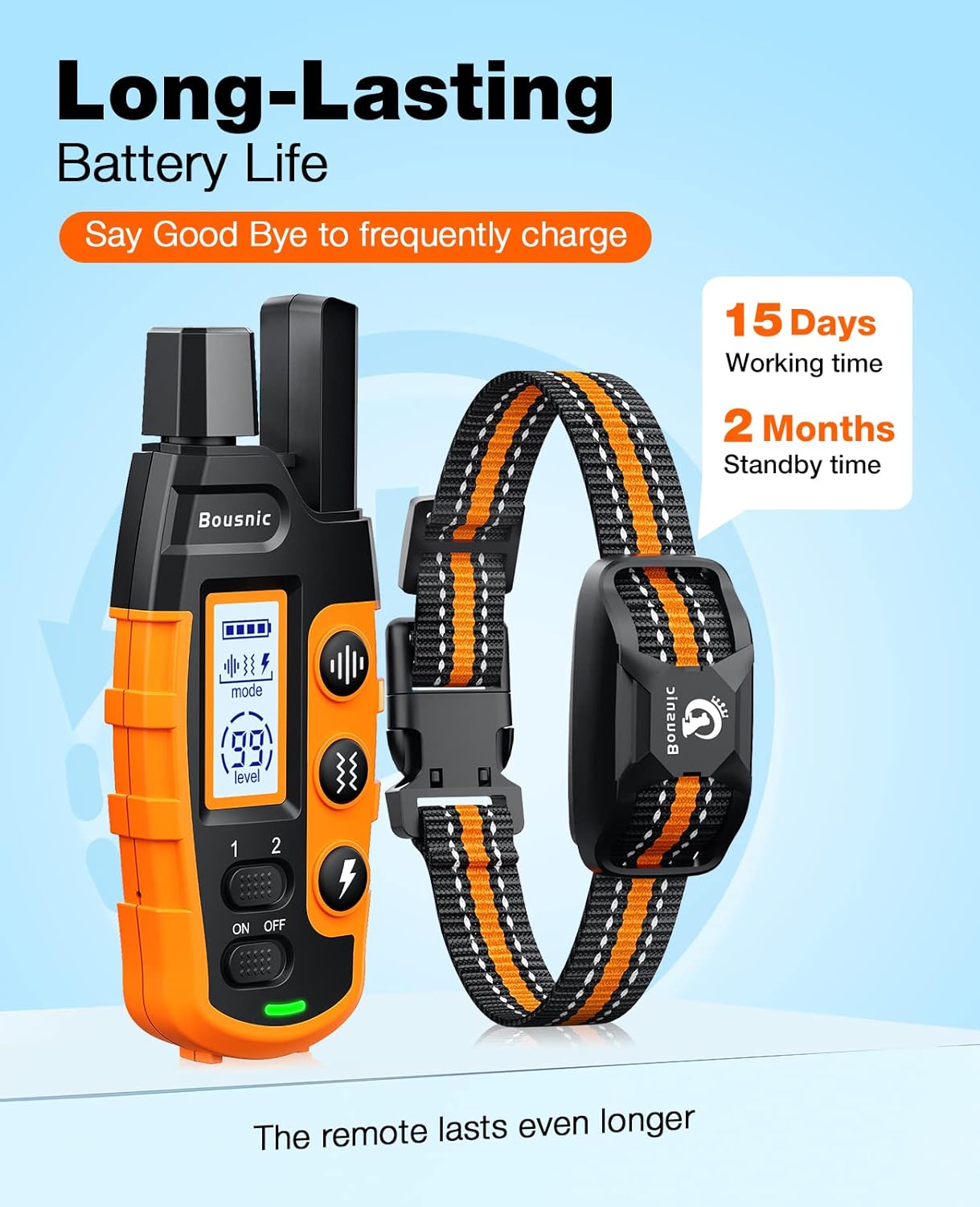 Bousnic Dog Shock Collar - 3300Ft Dog Training Collar with Remote for 5-120lbs S