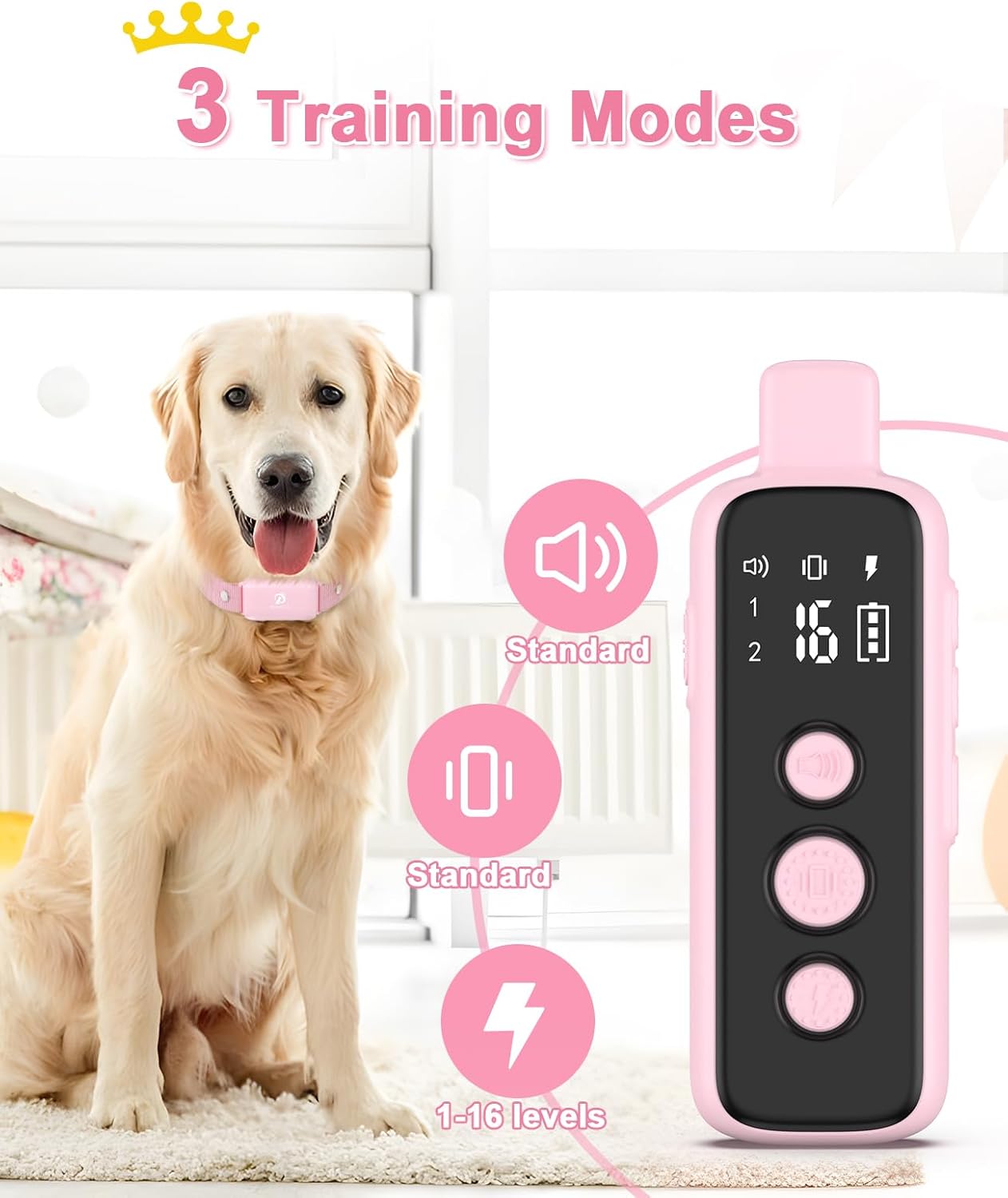 Bousnic Shock Collar for Dogs - Waterproof Rechargeable Dog Electric Training Co