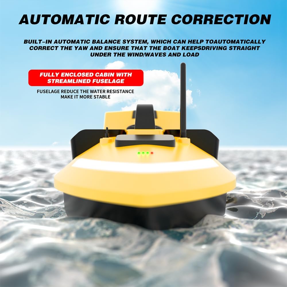 Bait Boat V020 Glow in The Dark, RC Fishing Boat GPS with Dual Motors, 12000mAh 