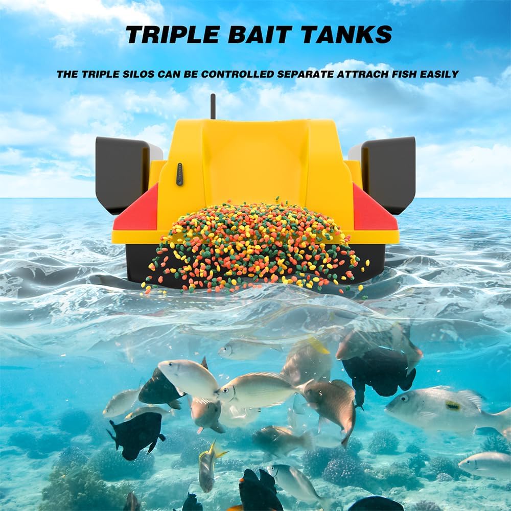Bait Boat V020 Glow in The Dark, RC Fishing Boat GPS with Dual Motors, 12000mAh 